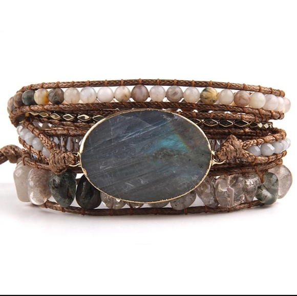 Fashion Bohemian Jewelry Bracelet Mixed Natural Stones Charm Wrap Handmade,85 cm - Picture 2 of 8